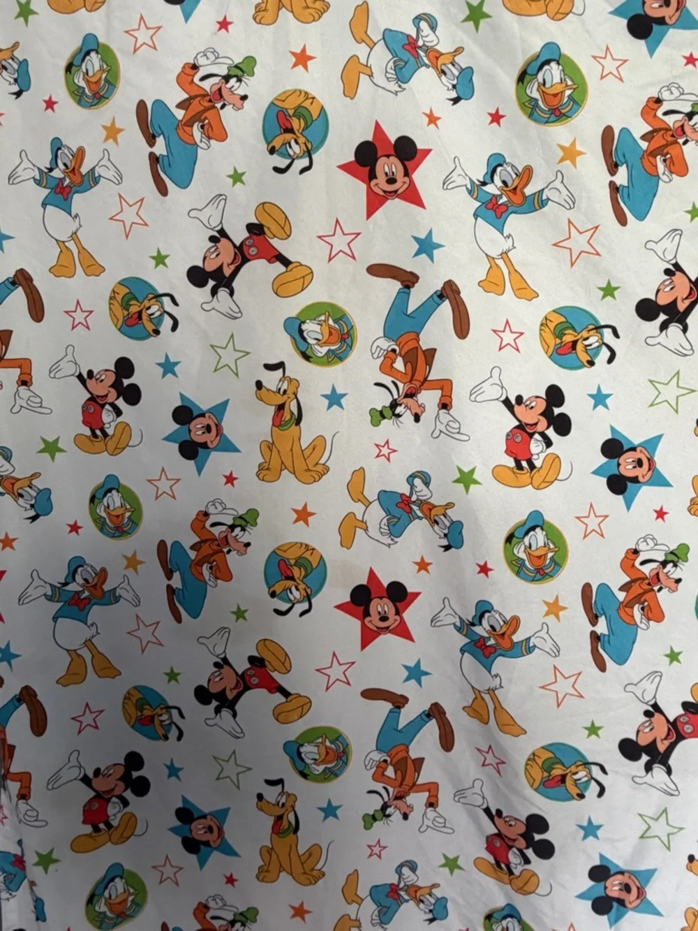 Vintage Disney Baby Crib Toddler Sheet Flat Mickey Mouse Pluto Donald Duck
